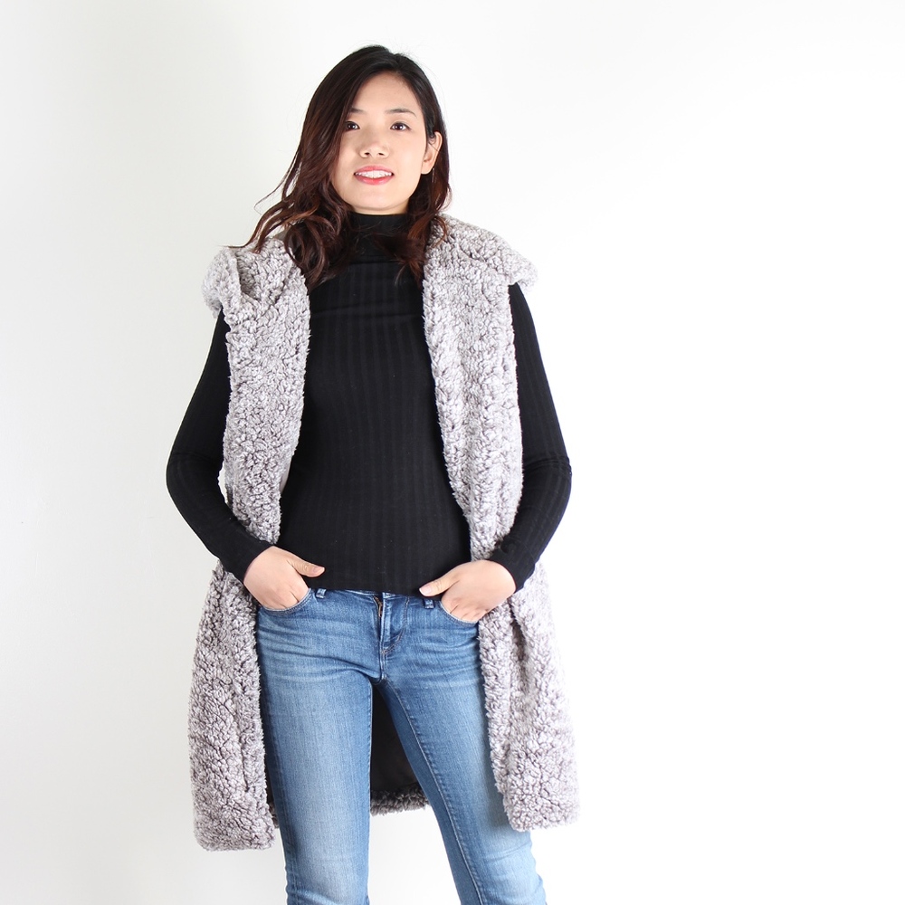Light Grey Sherpa Hoodie Fly Away